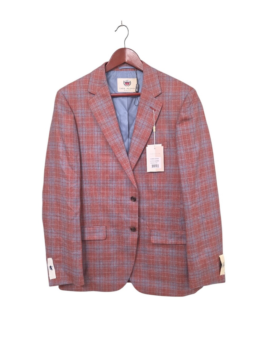 Thom Hudson Wool And Silk Lanificio Di Pray Italy Mens Blazer Rasberry Size 42L